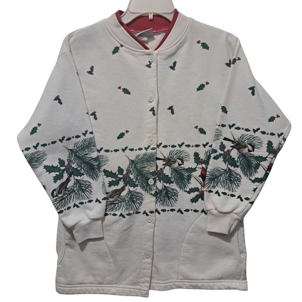 Vintage National Wildlife Federation Cottagecore Animal Print Cardigan Sweater S